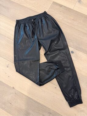 Zara Black Faux Leather Jogger Pants